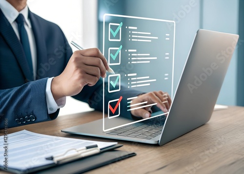 business man working  on a virtual screen tax