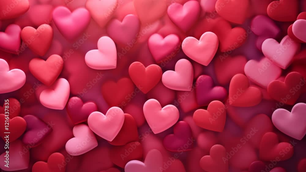 Valentines day greeting video card. Abstract animation of hearts with shadows in red colors. Valentines Day heart pattern background for video design. Valentines day greeting video card. Abstract animation of hearts with shadows in red colors. Valentines Day heart pattern background for video design.