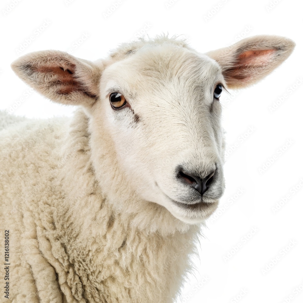 Close-up Portrait of a White Sheep Fluffy Texture, Gentle Expression, Animal Photography, Sheep Portrait Sheep, Farm Animal Close-up Portrait of a White Sheep Fluffy Texture, Gentle Expression, Animal Photography, Sheep Portrait Sheep, Farm Animal