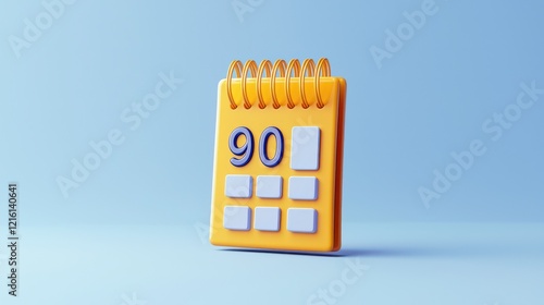 3D planner icon for 90 days with highlighted important milestones.