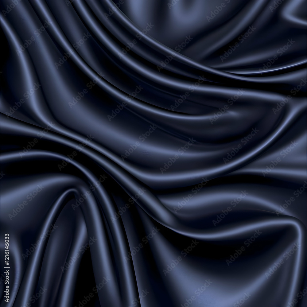 Fototapeta premium Dark Blue Silk Drape 3D Illustration