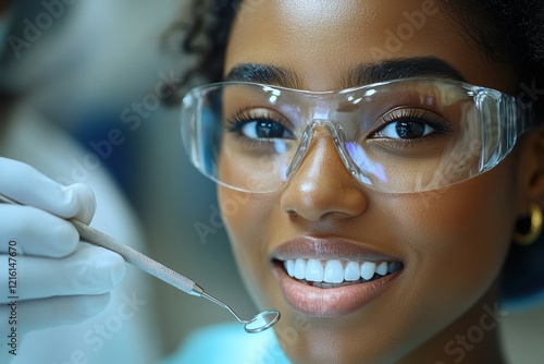 Patient seated in a community clinic, receiving free dental care from a volunteer dentist to address tooth decay, photo