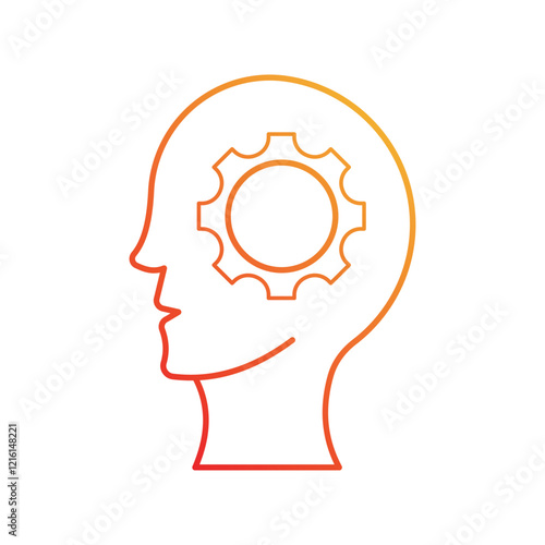 Head  gradient icon with white background vector stock illustration