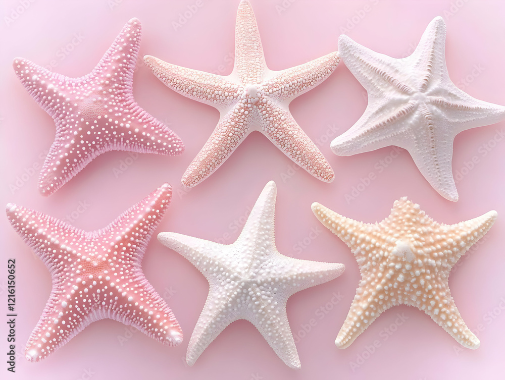 Pastel Starfish on Pink Background Illustration Pastel Starfish on Pink Background Illustration