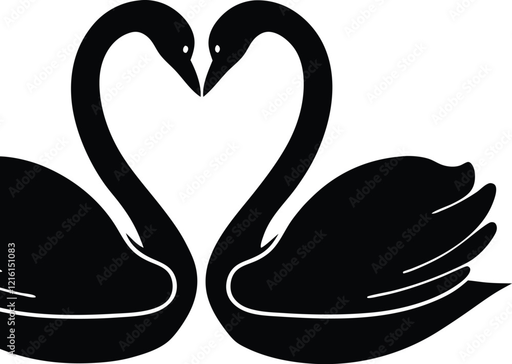 Two Black Swans Forming a Heart Love, Romance, Elegance, Grace, Symbolism, Unity, Pair, Birds, Natur Two Black Swans Forming a Heart Love, Romance, Elegance, Grace, Symbolism, Unity, Pair, Birds, Natur