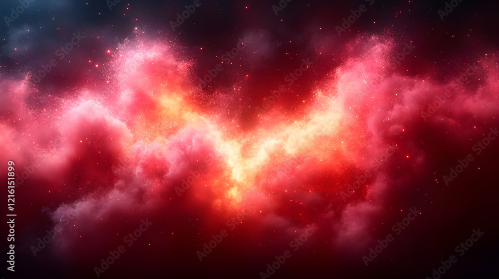 Naklejka premium Red Nebula Abstract Background