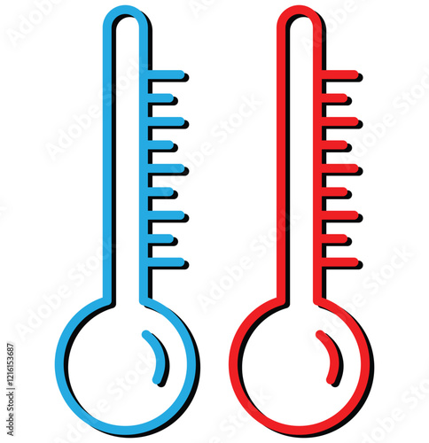 Temperature line icon. Temperature scale. Weather thermometer icon. Thermometer outline symbol collection. Vector illustrator