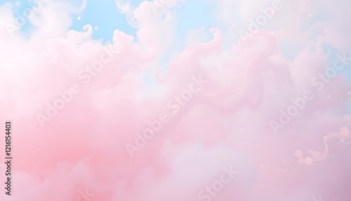 A dreamlike pastel mist of blush pink, sky blue, and lavender swirling together, with subtle gold accents and soft, glowing sparkles floating like fairy dust