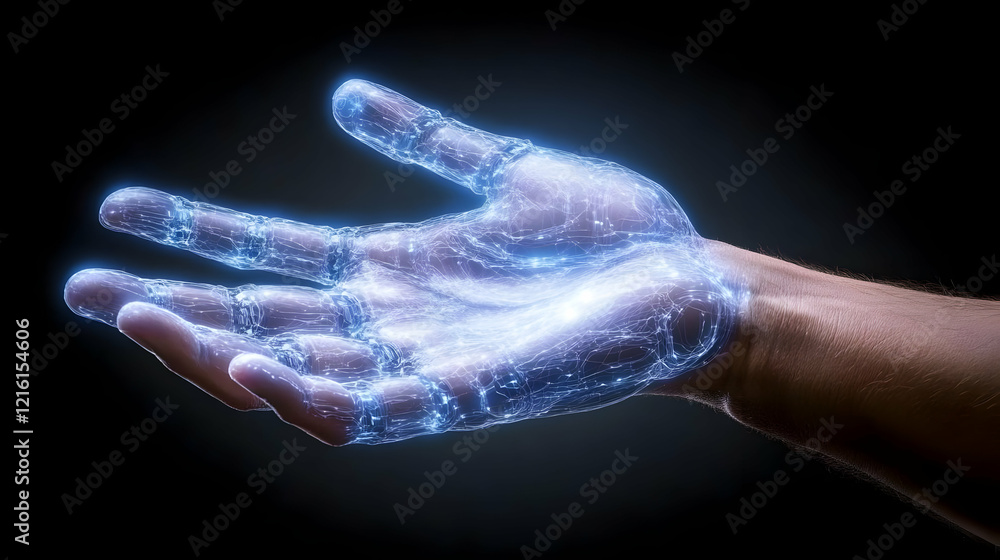 Obraz premium 3D Render Glowing Hand Illustration