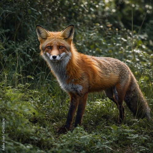 Wallpaper Mural Picture a red fox darting through the undergrowth, its bushy tail trailing behind. Torontodigital.ca