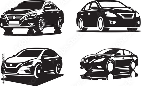 Silhouette of Nissan Altima isolated with white background