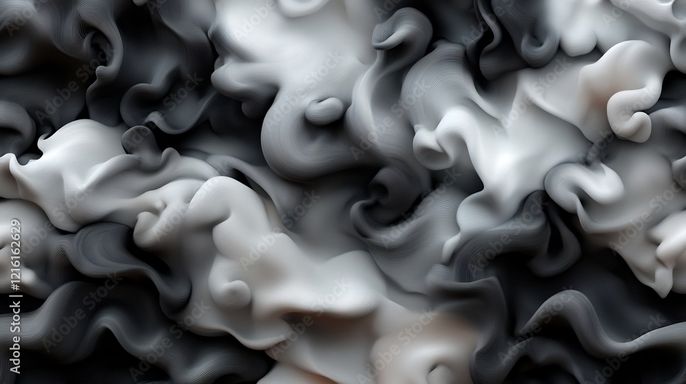 Obraz premium Abstract Monochromatic Swirls: A Study in Gray and White