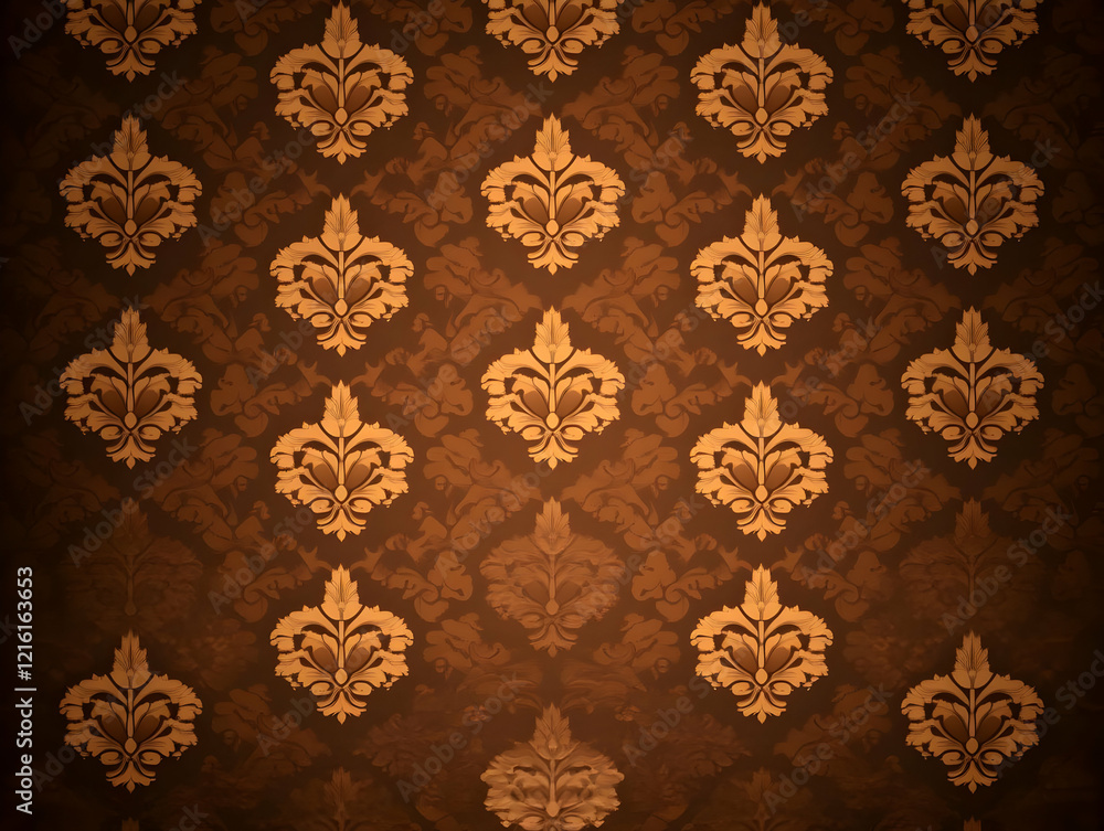 Brown Damask Pattern Abstract Background Brown Damask Pattern Abstract Background