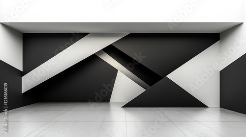 Stylish Interior Design Featuring a Unique Room with Striking Black and White Wall Accents that Create a Modern and Artistic Atmosphere Perfect for Contemporary Living Spaces and Aesthetic Appeal