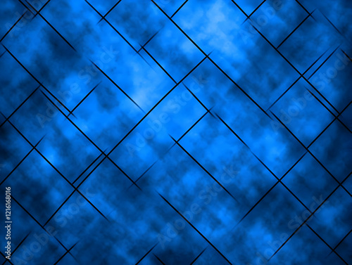 Abstract Blue Background with Intersecting Black Lines Creates a Dynamic Visual Effect