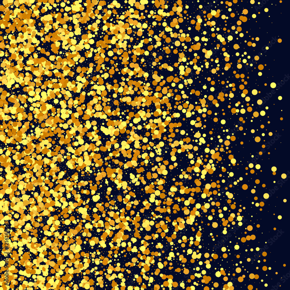 Gold confetti. Isolated golden dust particles. Vector round bokeh.Abstract iridescent background. Birthday card with metallic texture. Chaotic bridal backdrop. Foil border. Geometric anniversary illus Gold confetti. Isolated golden dust particles. Vector round bokeh.Abstract iridescent background. Birthday card with metallic texture. Chaotic bridal backdrop. Foil border. Geometric anniversary illus