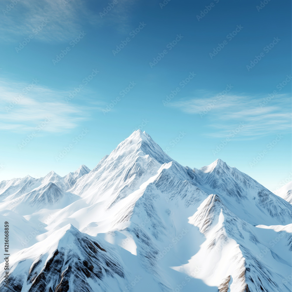 View of a grand and majestic snowcapped mountain range. View of a grand and majestic snowcapped mountain range.