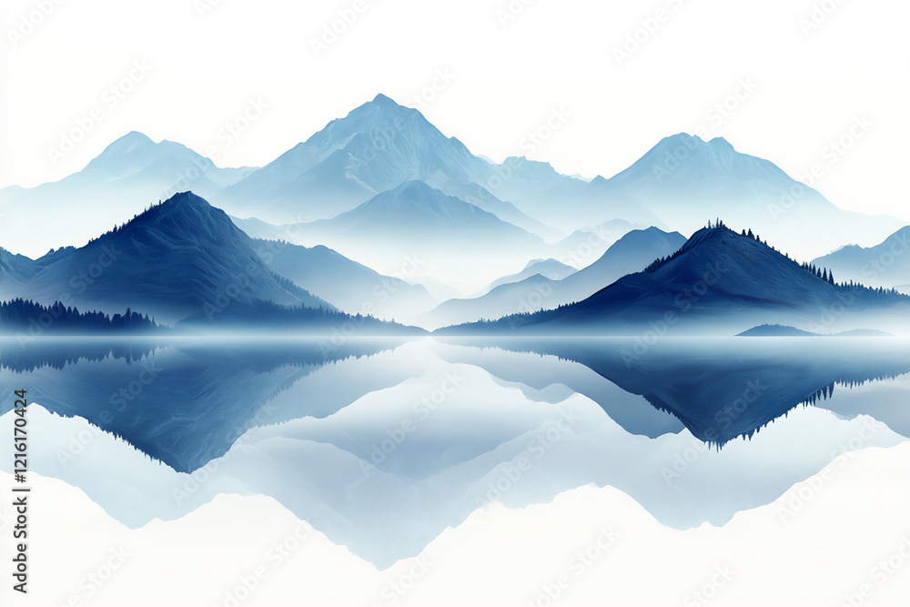 Fototapeta premium mountain lake border, isolated on white background