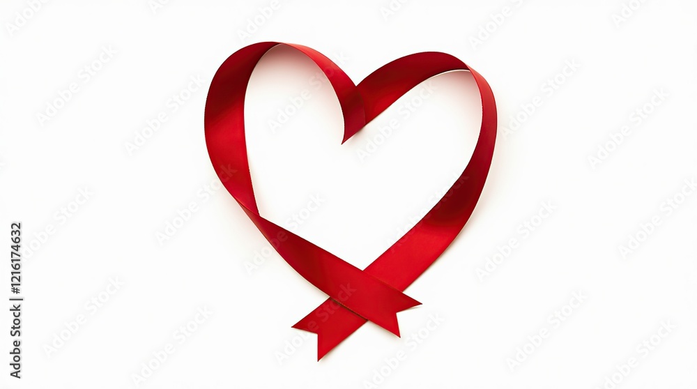 Red satin ribbon in heart shape, isolated on white background. Valentine's Day. Red satin ribbon in heart shape, isolated on white background. Valentine's Day.