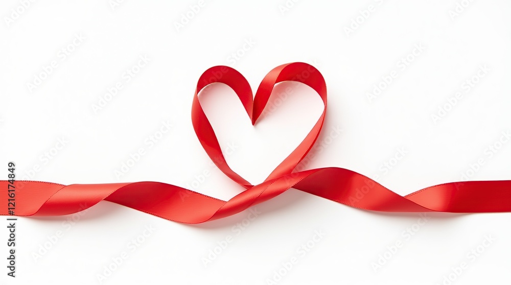 Red satin ribbon in heart shape, isolated on white background. Valentine's Day. Red satin ribbon in heart shape, isolated on white background. Valentine's Day.