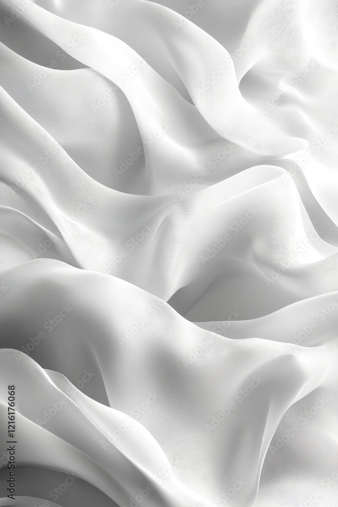 Obraz premium Abstract 3D White Digital Background with Fluid Design, Generative AI