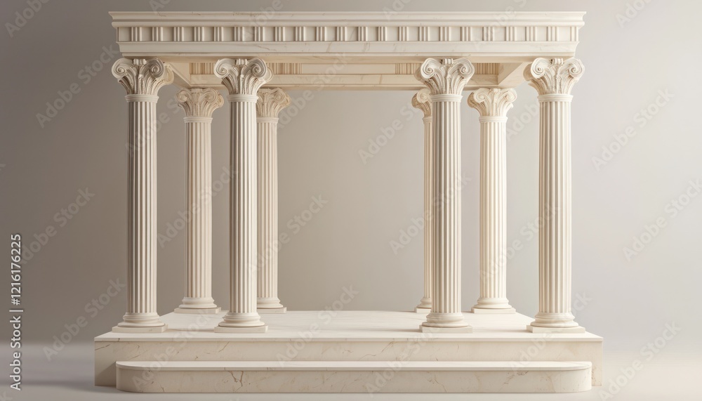 Podium with classical Roman or Greek-style columns, perfect for product display Podium with classical Roman or Greek-style columns, perfect for product display