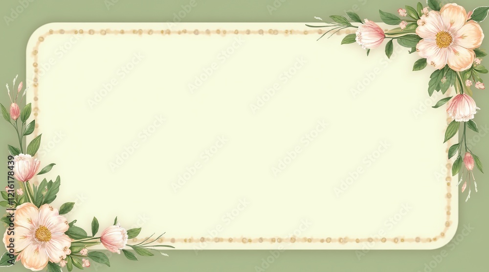 Frame with flowers green background. Copy space. Frame with flowers green background. Copy space.