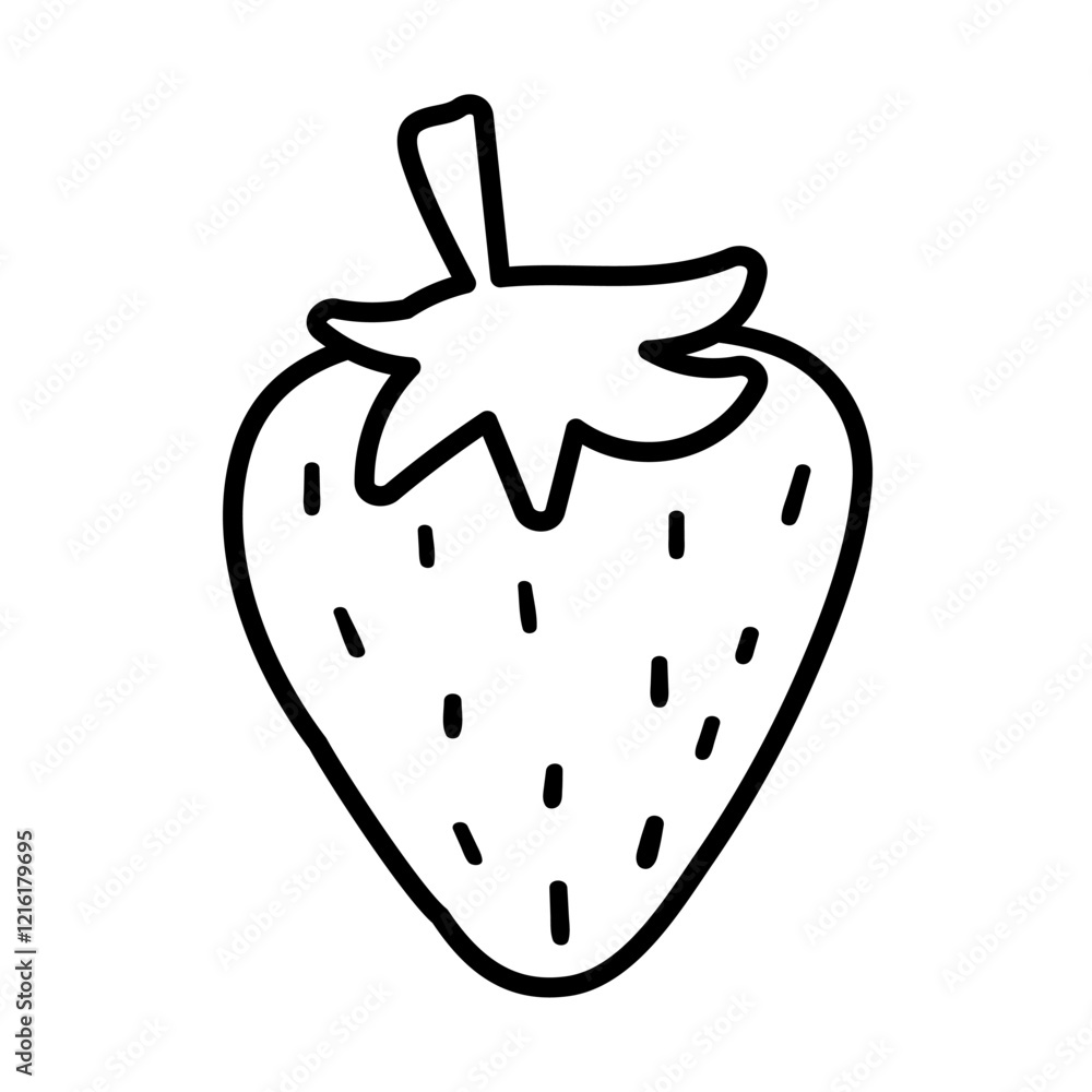 Fototapeta premium Strawberry. Icon. Outline vector design. Hand drawn illustration on white background.