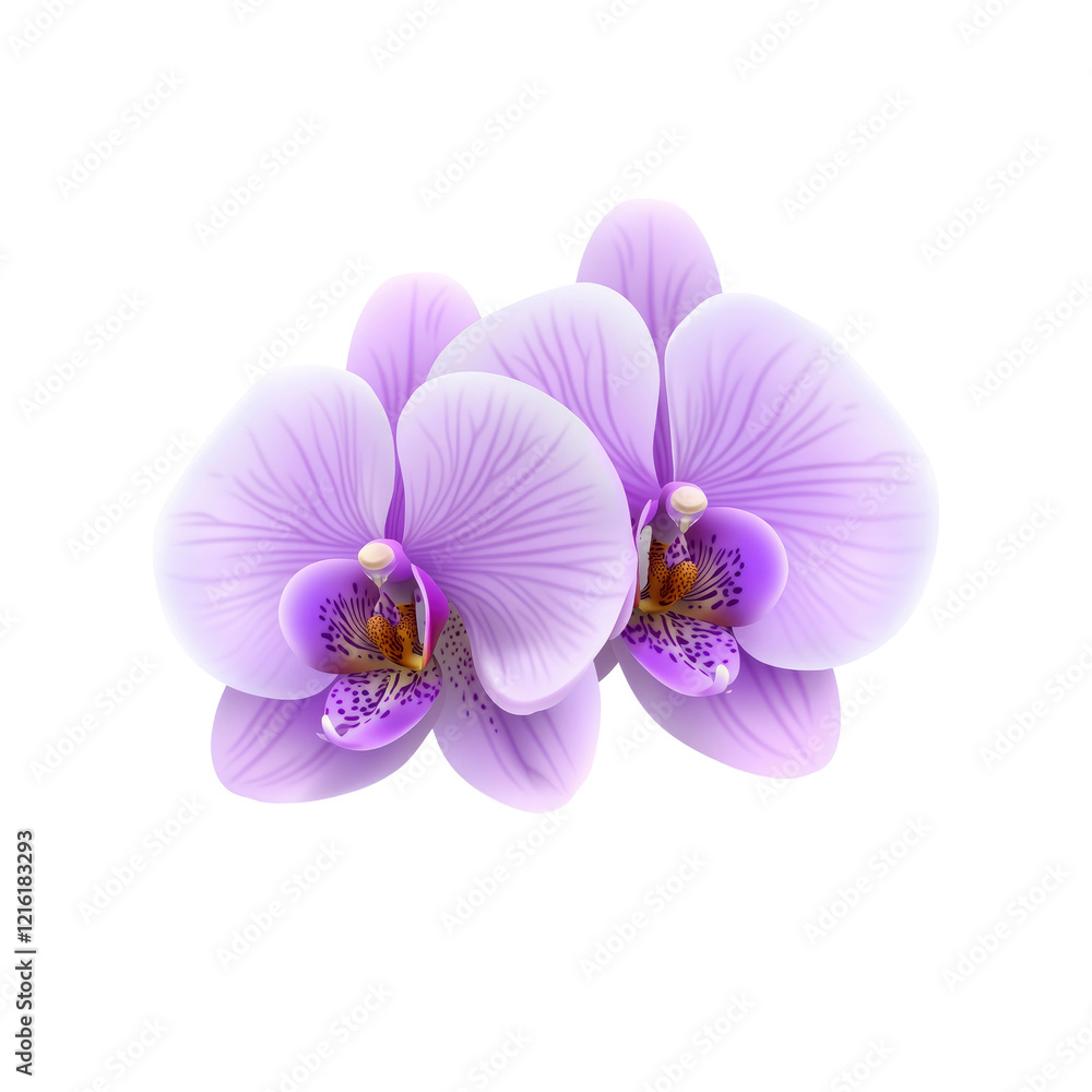Two Delicate Lavender Phalaenopsis Orchids Isolated on Black Two Delicate Lavender Phalaenopsis Orchids Isolated on Black
