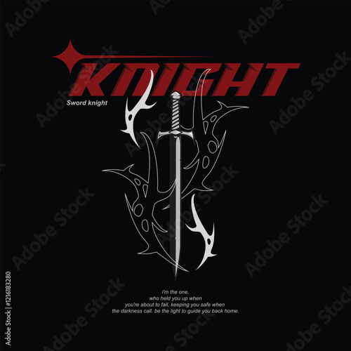 Sword knight with metallic streetwear vector design