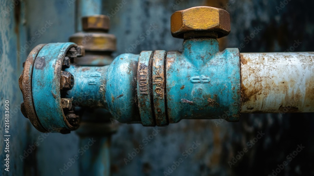 Close-up of a pipe connection with visible hose and valve in a utility room, demonstrating the plumbing infrastructure within a residential or commercial space