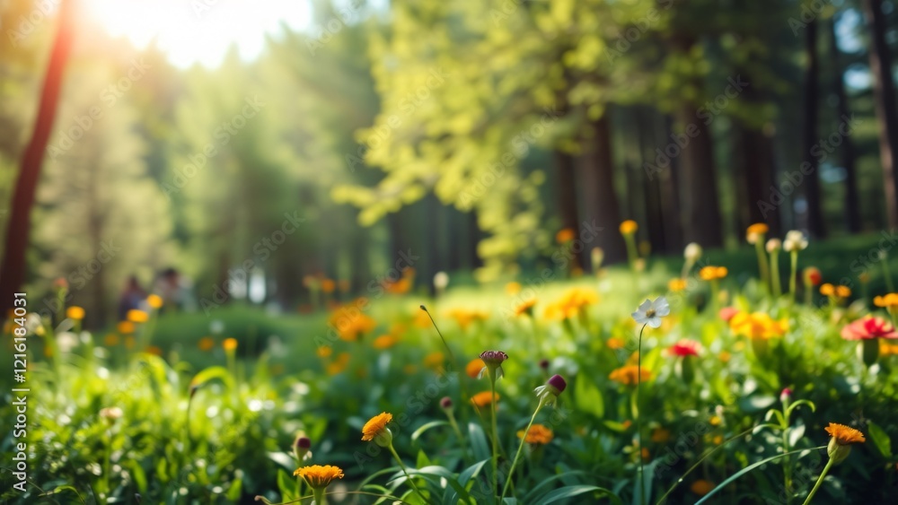 Serene Sunlit Meadow in a Lush Forest Serene Sunlit Meadow in a Lush Forest