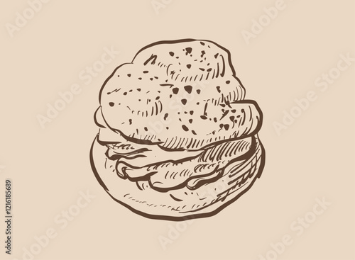 Illustration of an Choux Puff Dessert Hand drawn