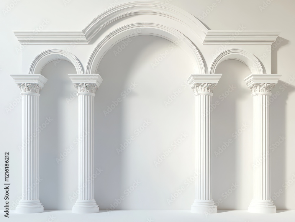 3D rendering a classical white colonnade arch with smooth lines 3D rendering a classical white colonnade arch with smooth lines