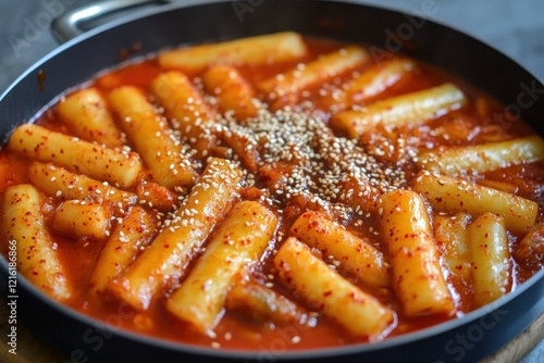 Delicious Korean Tteokbokki Recipe: Spicy Rice Cakes in Savory Gochujang Sauce photo