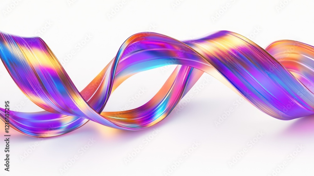Iridescent Colorful Ribbon Swirls Abstract 3D Render Design Iridescent Colorful Ribbon Swirls Abstract 3D Render Design