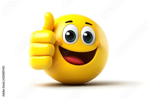 Cheerful Emoji with Thumbs Up Expressing Approval