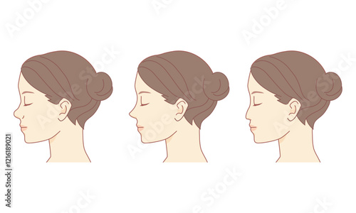 鼻の形と女性の横顔イラスト