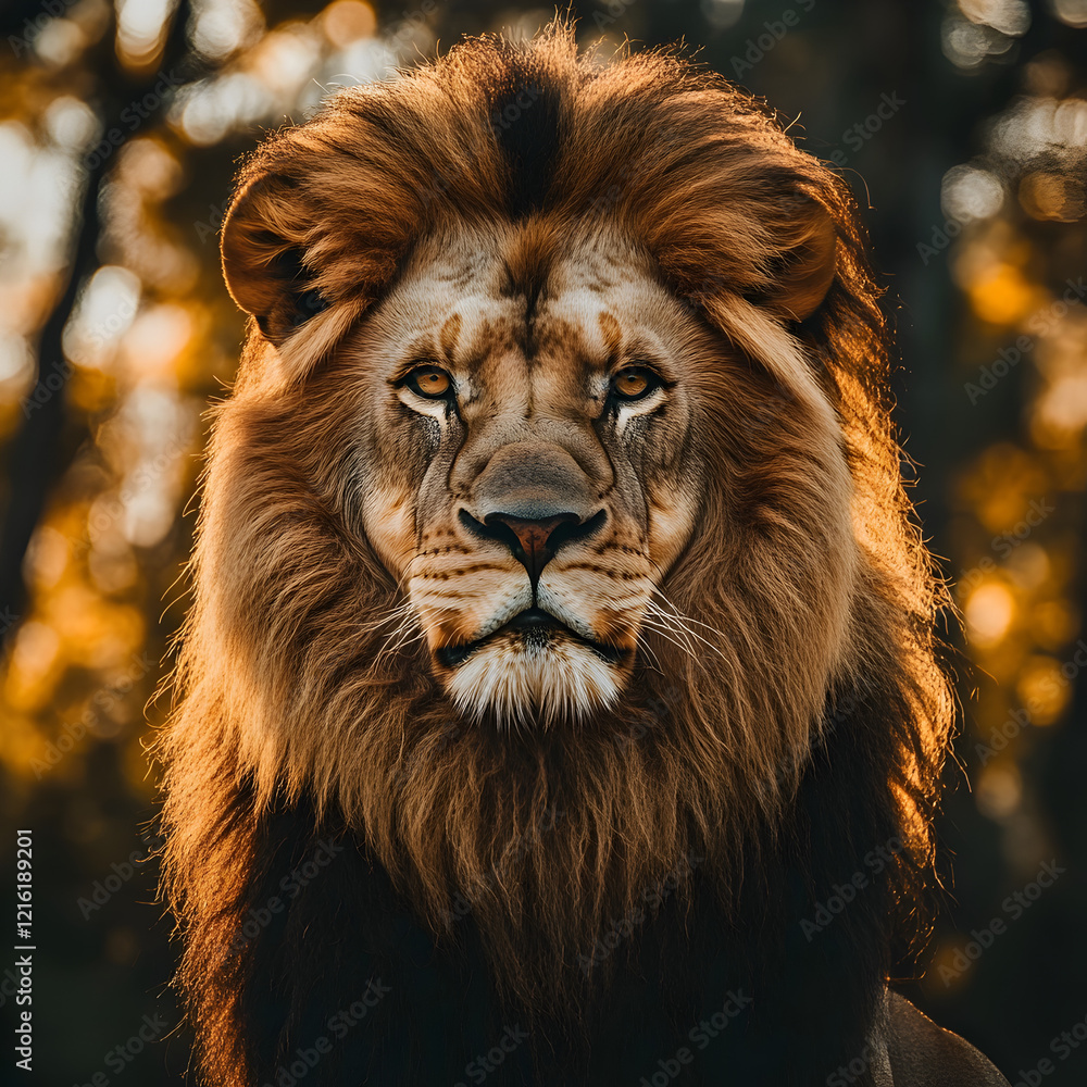 Naklejka premium Majestic Male Lion Portrait