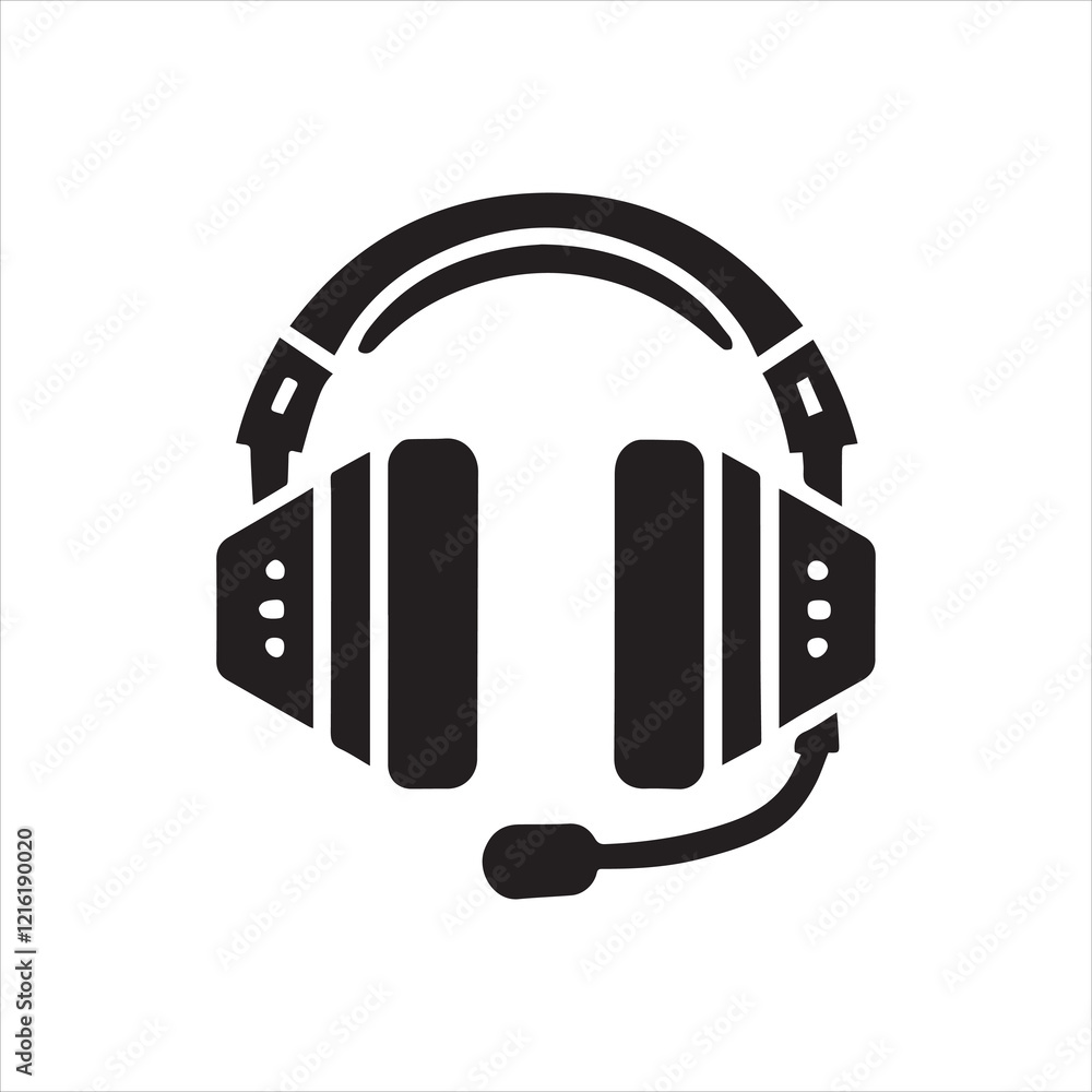 Fototapeta premium Gaming Headset icon silhouette vector art 