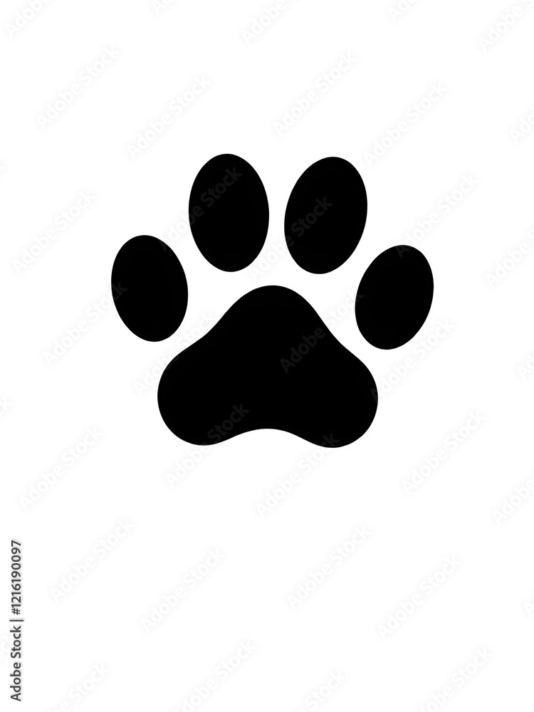 Dog paw print illustration icon, black silhouette vector Dog paw print illustration icon, black silhouette vector