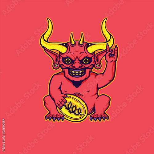 Demonic charm in lucky cat style