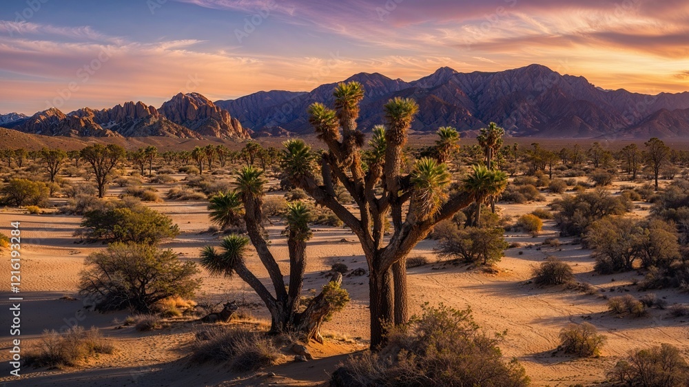Obraz premium Joshua Tree National Park at Sunset with Scenic Views