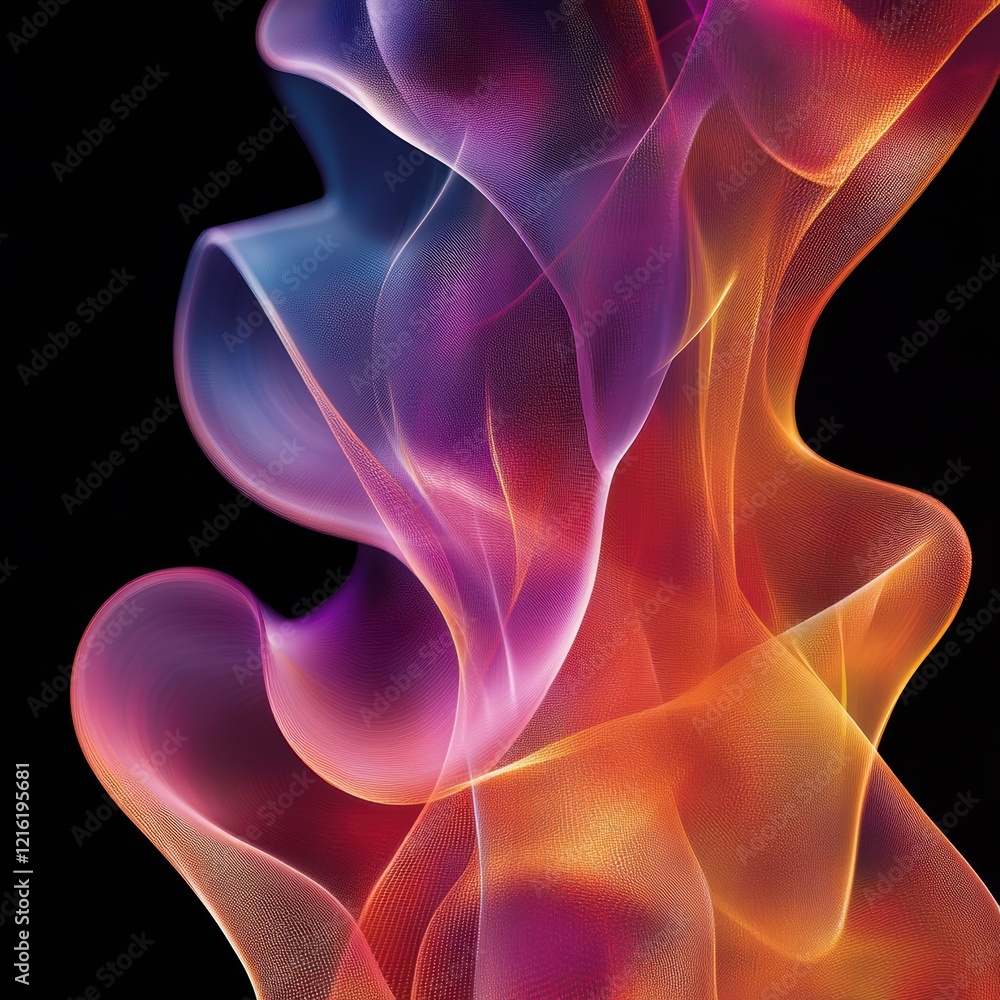 Fototapeta premium Colorful, abstract image of a flame with a purple and orange swirl