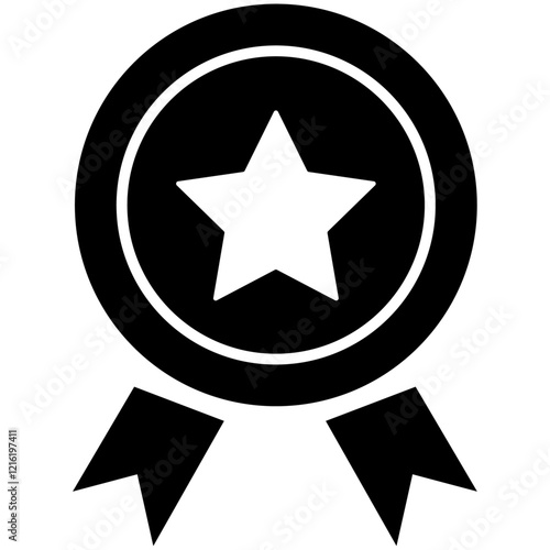 Medal Icon Certified Badge Sign Symbol Quality Award Ribbon Vector Illustrtion