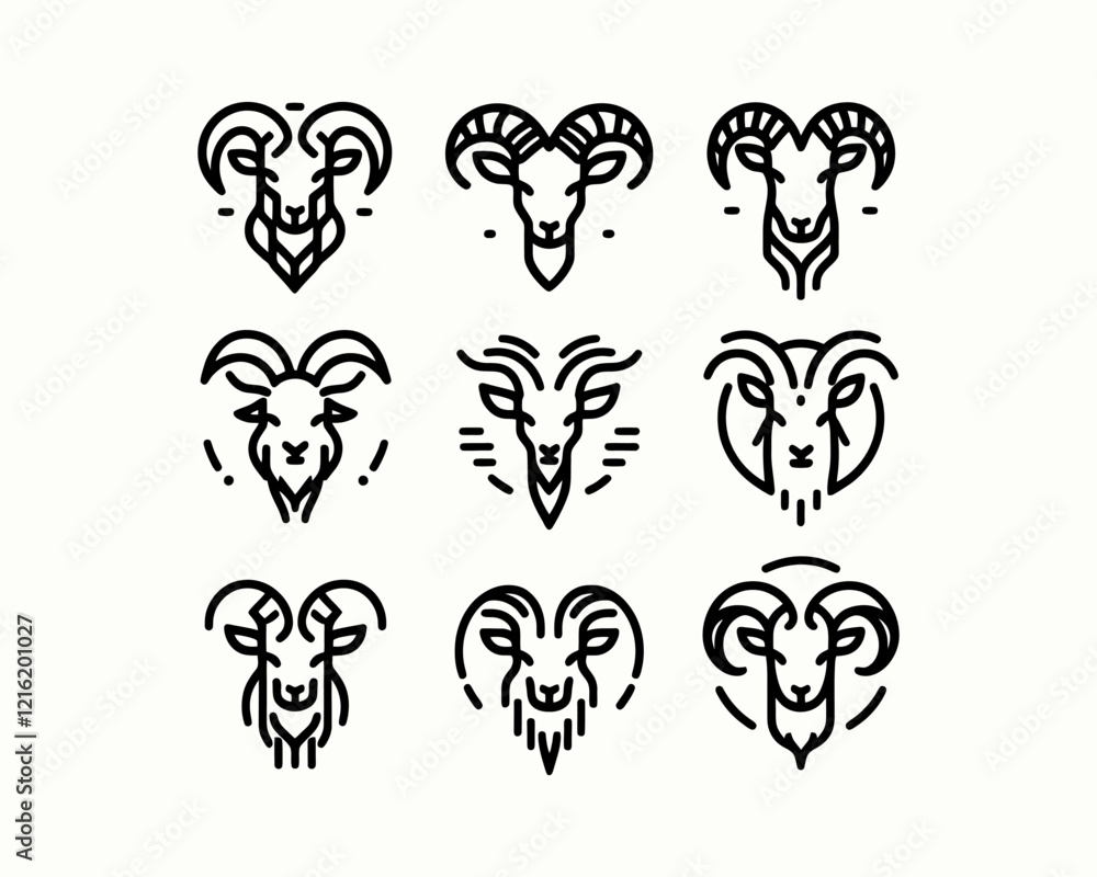 Fototapeta premium Set of Goat Logo Design Template 