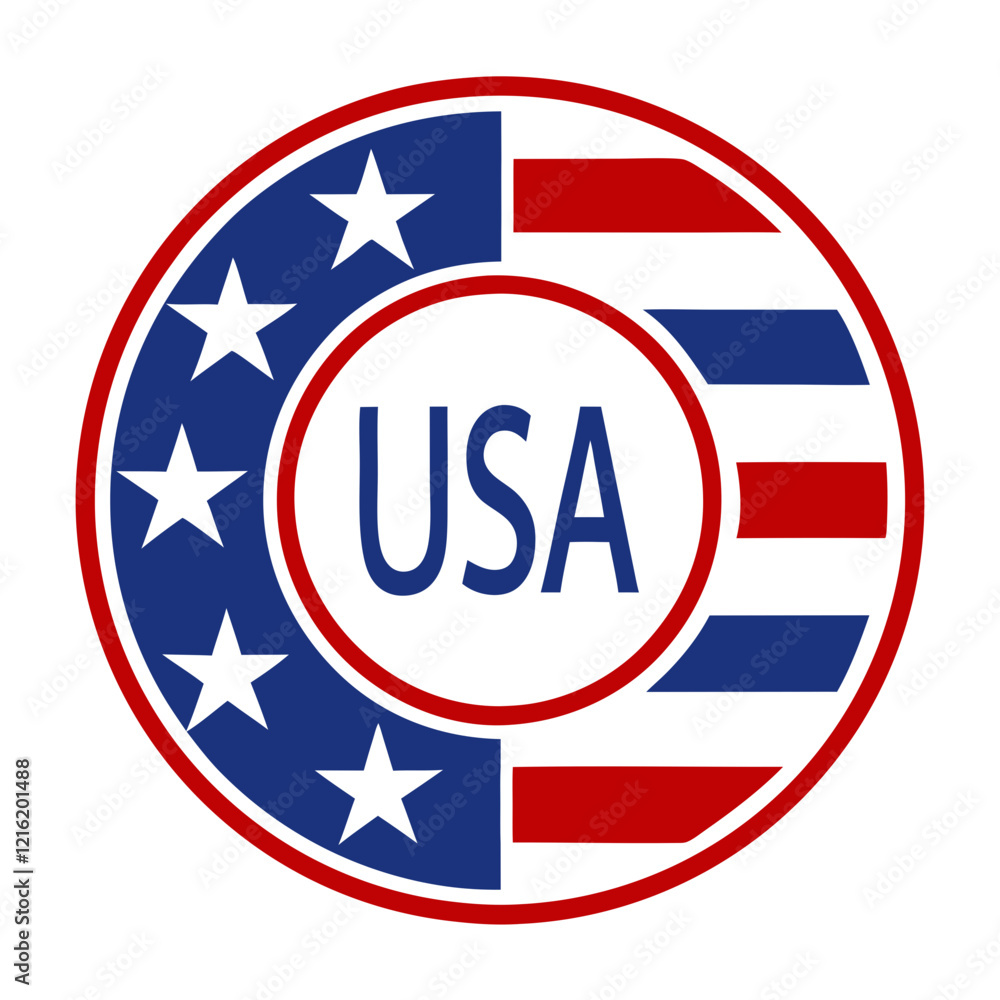 American Flag Circle Emblem Logo Vector Design. American Flag Circle Emblem Logo Vector Design.