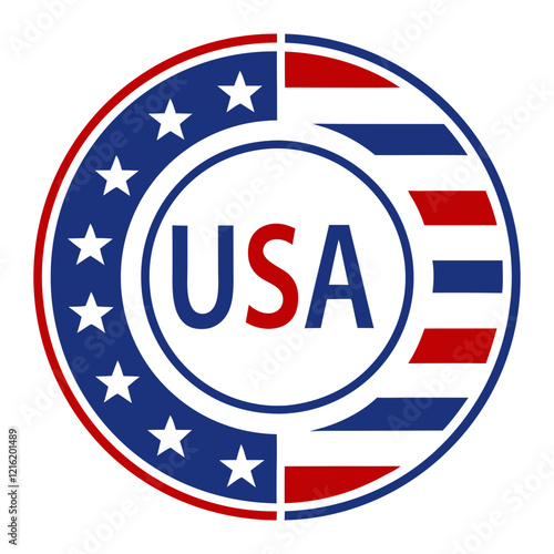 American Flag Circle Emblem Logo Vector Design. photo