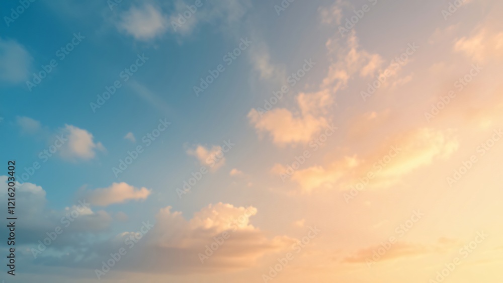 Obraz premium Serene Sunset Sky Pastel Hues and Soft Cloudscape