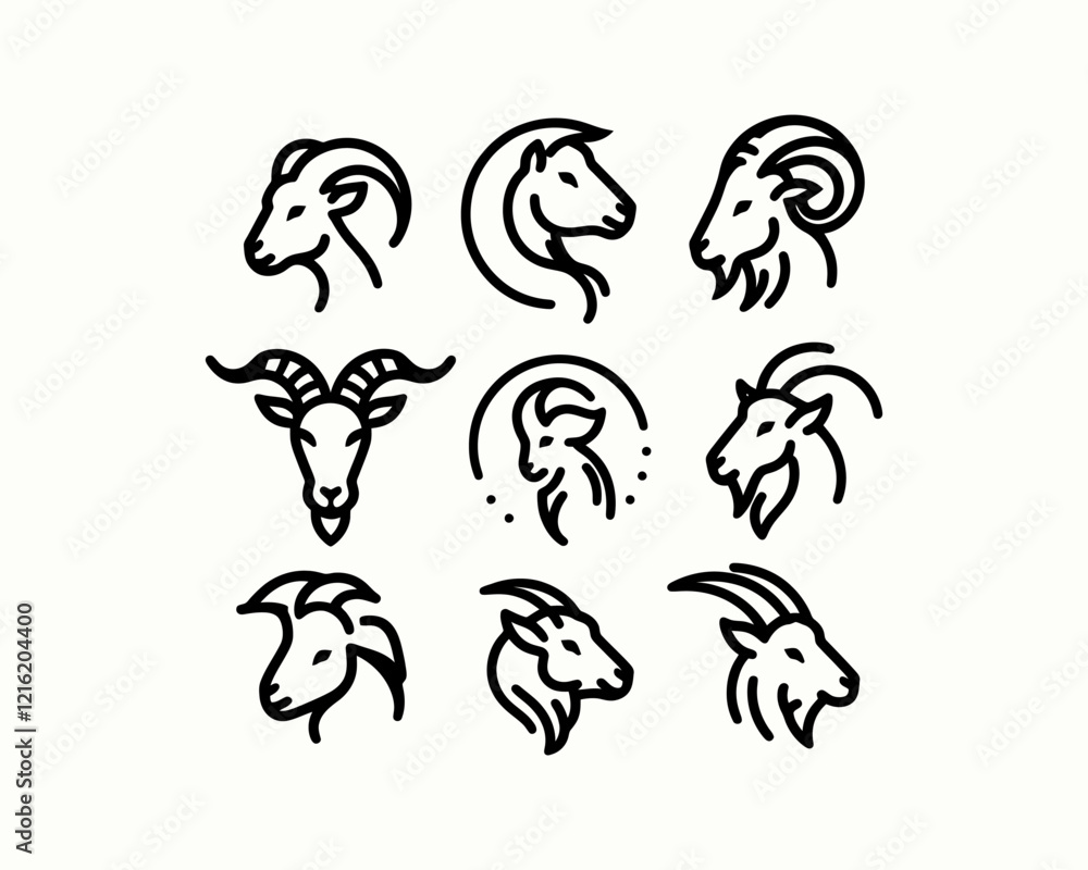 Set of Goat Logo Design Template Set of Goat Logo Design Template